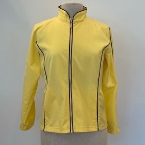 Bolle Womens Yellow Lightweight Jacket w Navy Piping./  Full Zipper / Size S